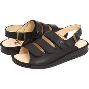 [Finn Comfort] Black Sylt Nappa Leather Triple Strap Open Toe Sandals EUC Sz 41